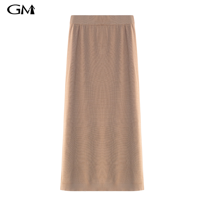 Fashionable high waisted A-line knitted skirt