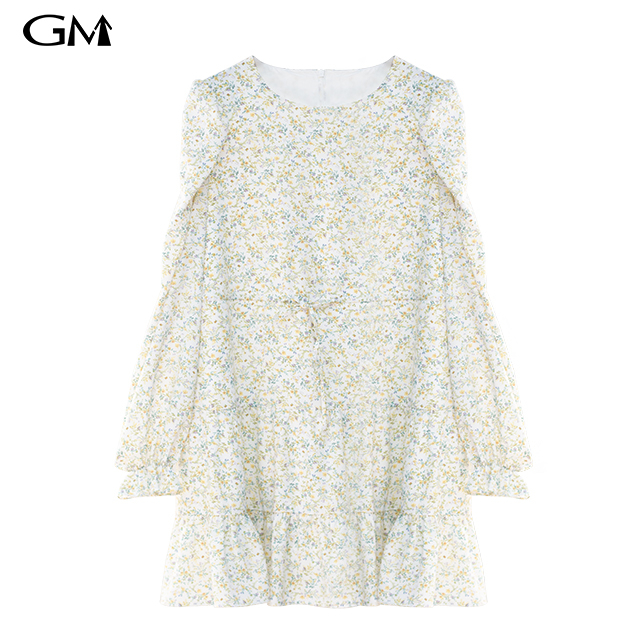 New round neck floral slim fitting dress