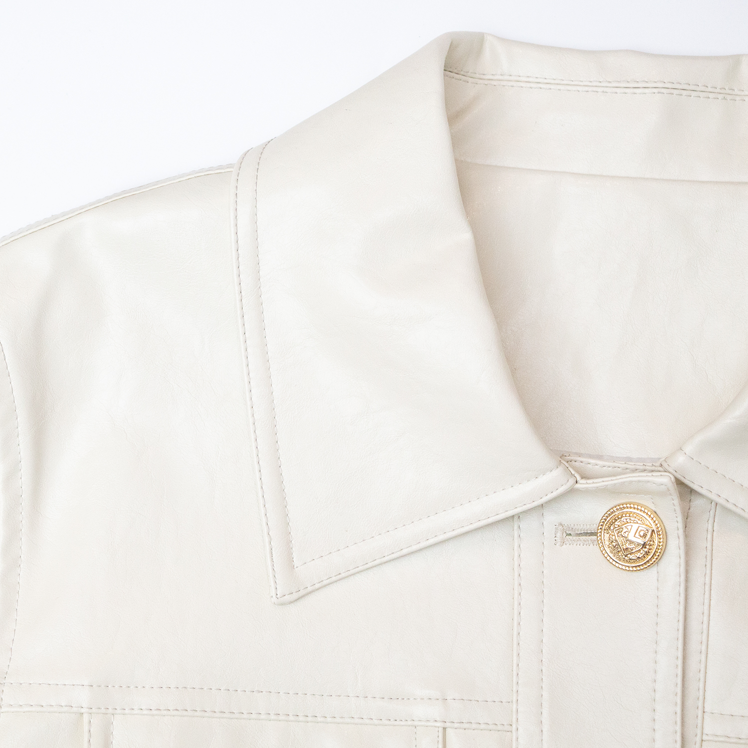 New minimalist and versatile single breasted PU leather jacket