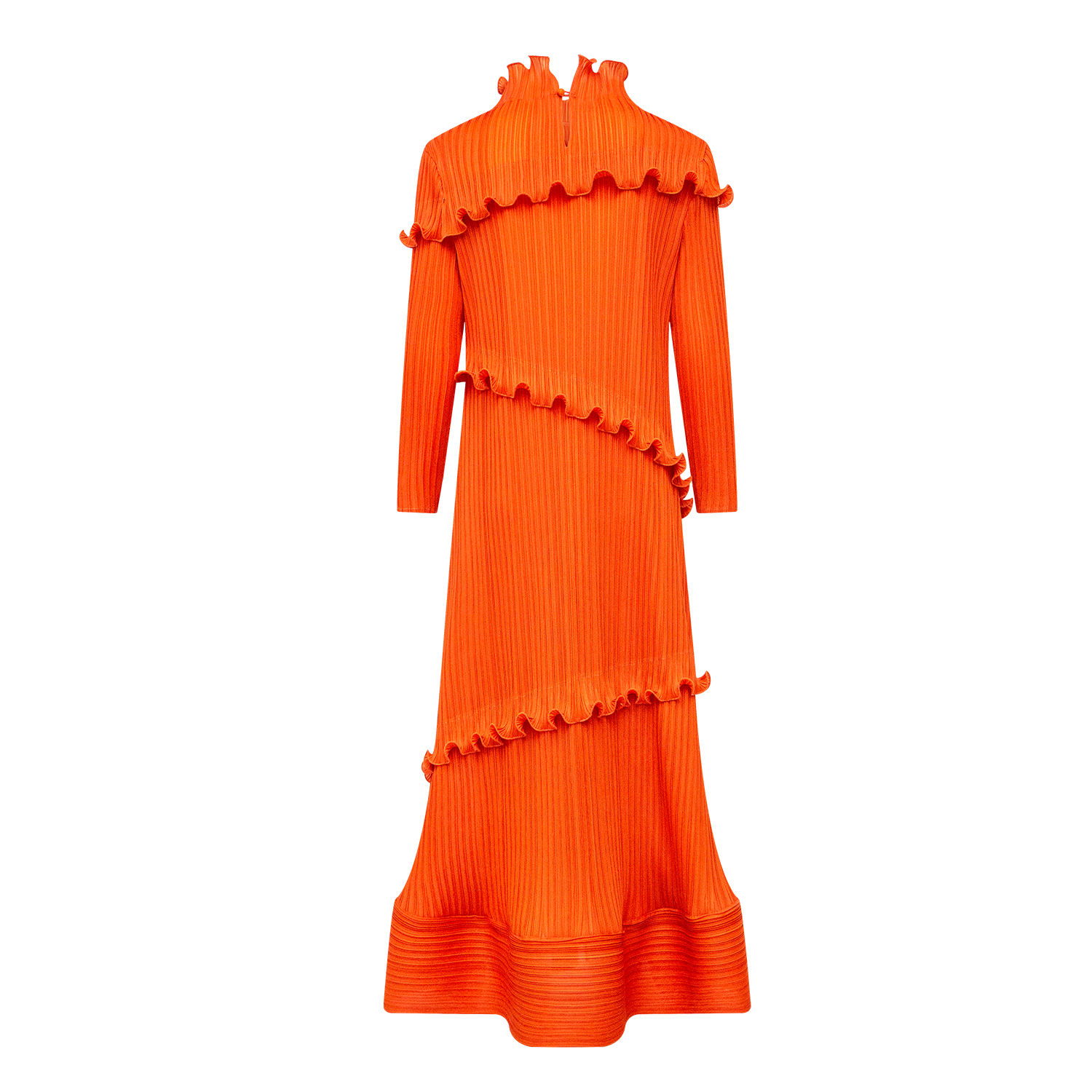 New stand up collar solid color long sleeved dress