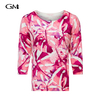 New exquisite printed round neck knitted top