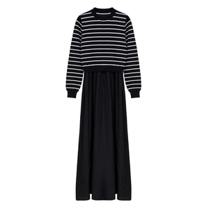 Elegant striped Knitted Midi Dress