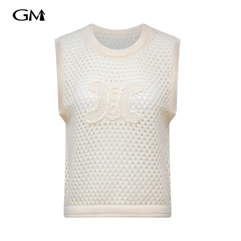 New round neck hollow knitted sleeveless vest