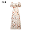 New bubble sleeve slim fit dress