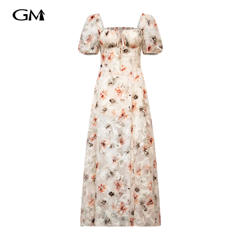 New bubble sleeve slim fit dress