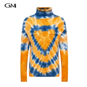 New tie dye stand up collar pullover knitted sweater