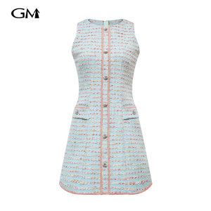 Fashionable round neck small fragrant sleeveless dress