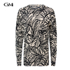 New leaf printed round neck knitted top