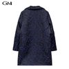 Women's Fashion Jacquard Temperament Slim Fit Black Blue Flower Coat