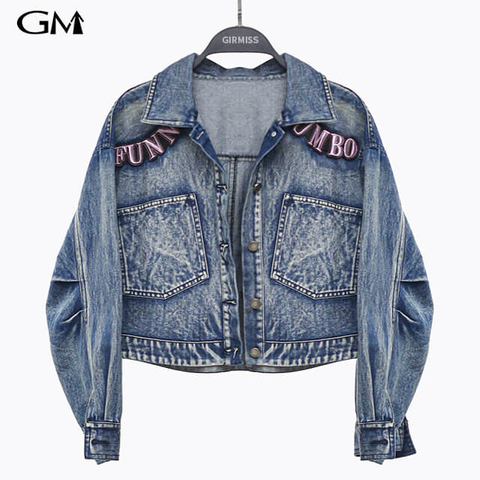 Fashion New Letter Embroidered Denim Coat