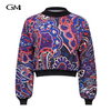 Fashionable retro printed round neck knitted top