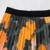 Fashionable tie dye patchwork printed high waisted pleated skirt