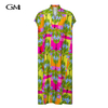 New color printed V-neck loose dress 31174-1