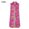 Fashionable new color abstract printed V-neck dress