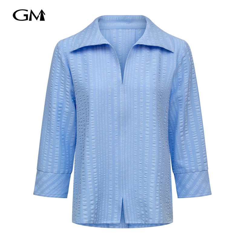 New V-neck blue loose fitting pullover top