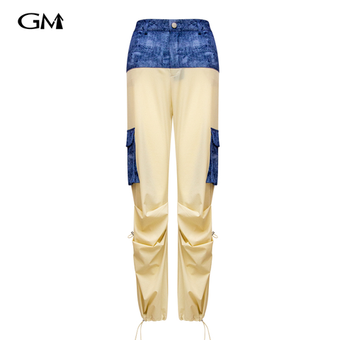 New denim splicing slim fit pants