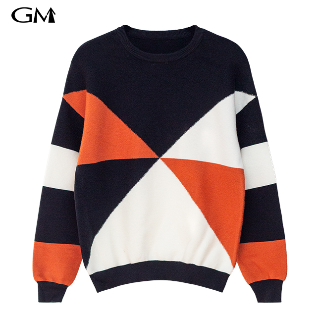 NEW PATCHWORK CREW NECK KNIT TOP