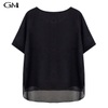 Black Fake Two-piece Short Sleeve Round Neck Top