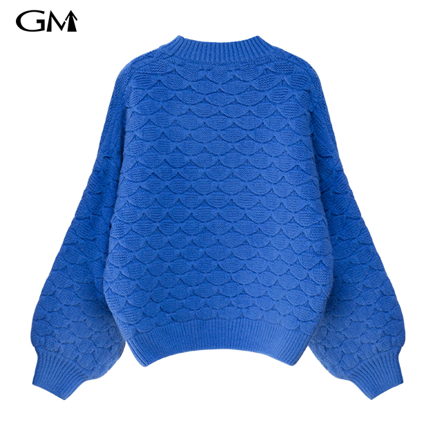 New Lantern Sleeve Fish Scale Loose Knitted Top