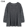 New solid round neck loose knit top