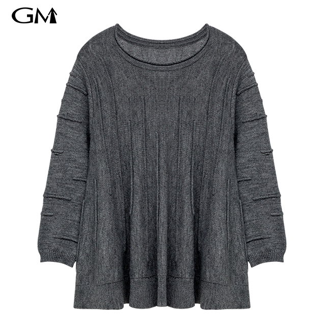 New solid round neck loose knit top