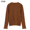 New Solid Round Neck Knitted Cardigan Top