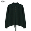 Fashionable new Polo collar and hem tie knit top