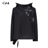 New solid color stand up collar pullover top