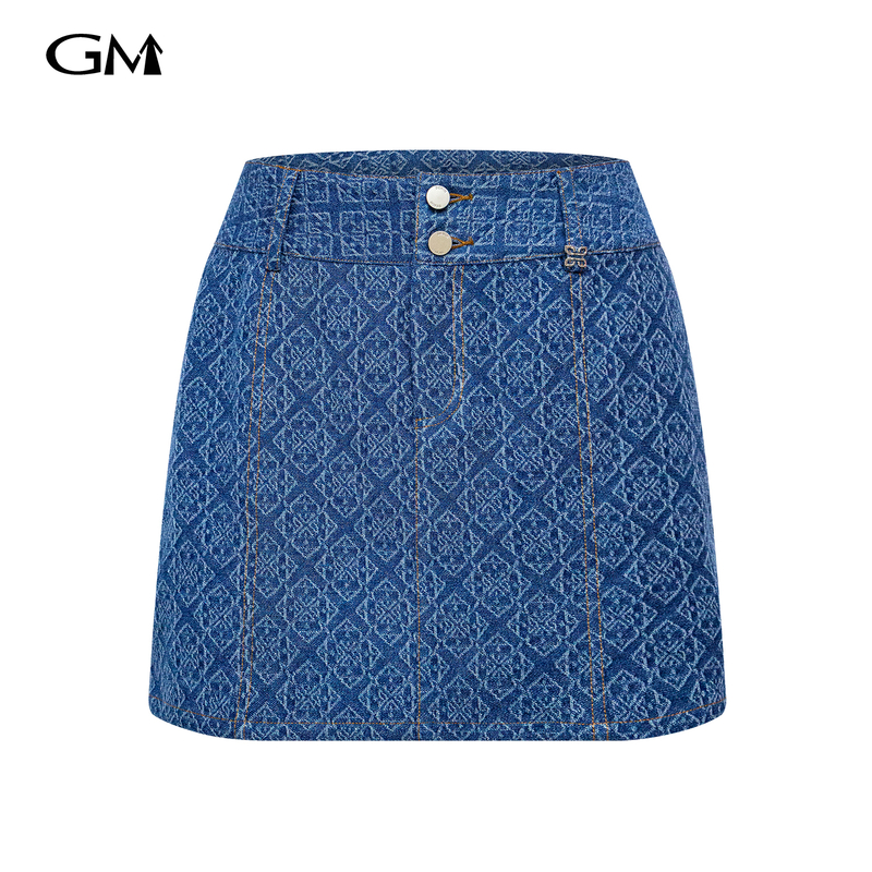 New printed denim skirt