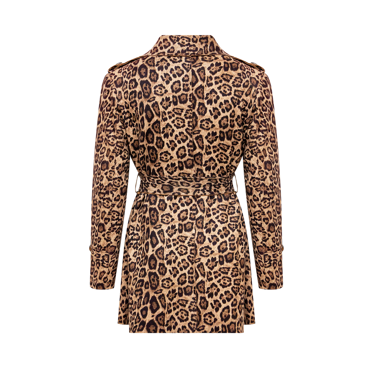 New leopard print medium length trench coat