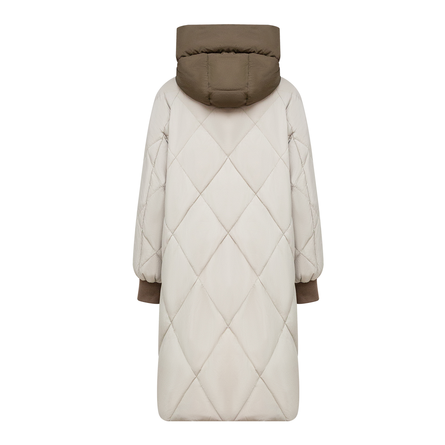 Fashionable contrasting diamond grid loose hooded cotton jacket