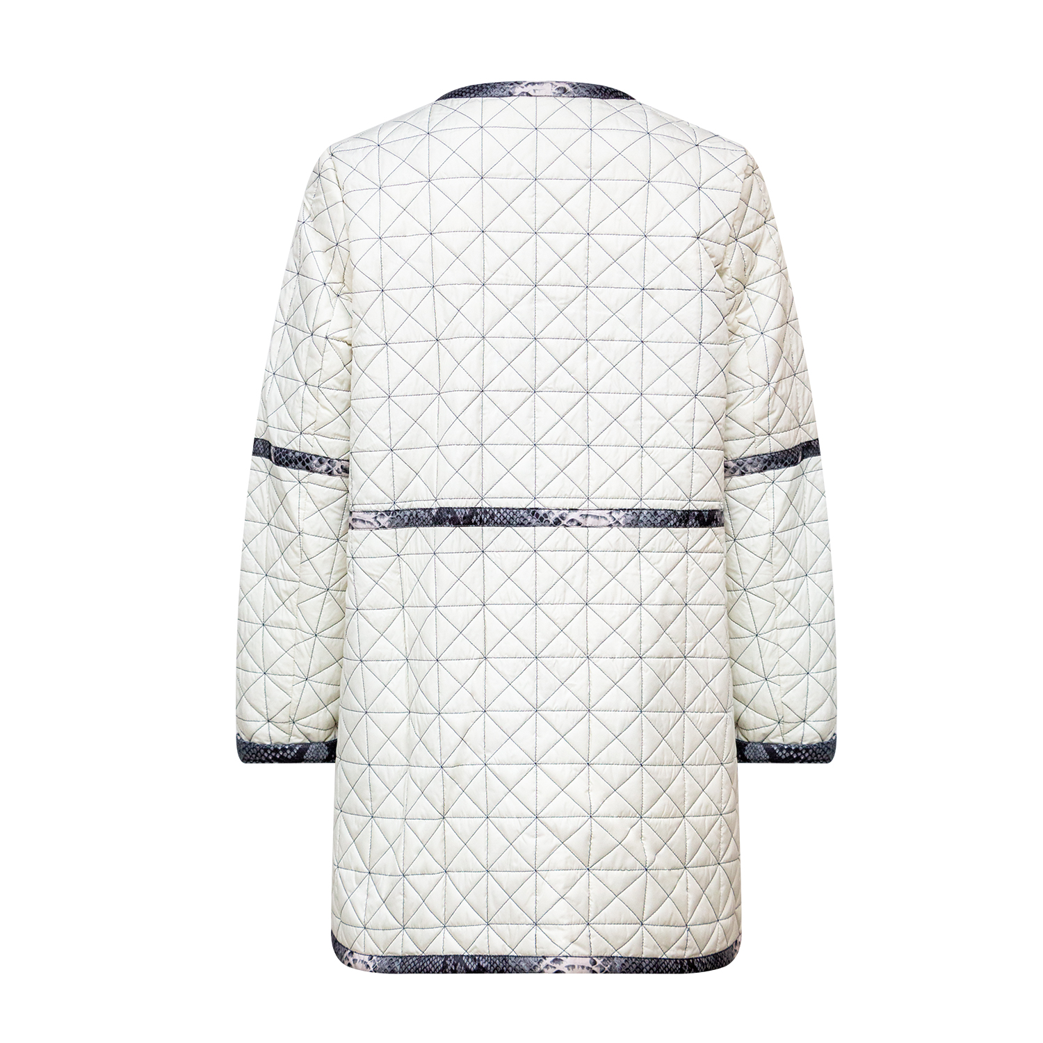 New snake pattern splicing medium long thin cotton jacket