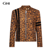 New stand up collar zipper leopard print jacket