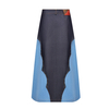 New color blocked denim skirt
