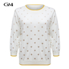 New polka dot printed round neck knitted top