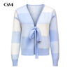 Fashionable new tied rope color blocked knitted cardigan