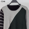 Fashionable women's striped patchwork round neck knitted top