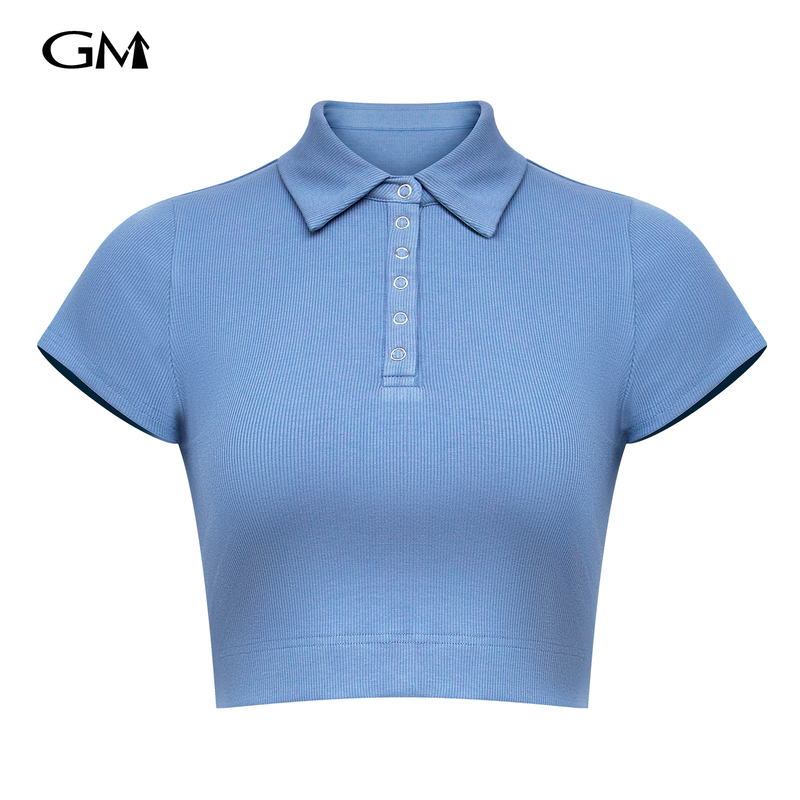 Fashion solid color slim fit short polo shirt