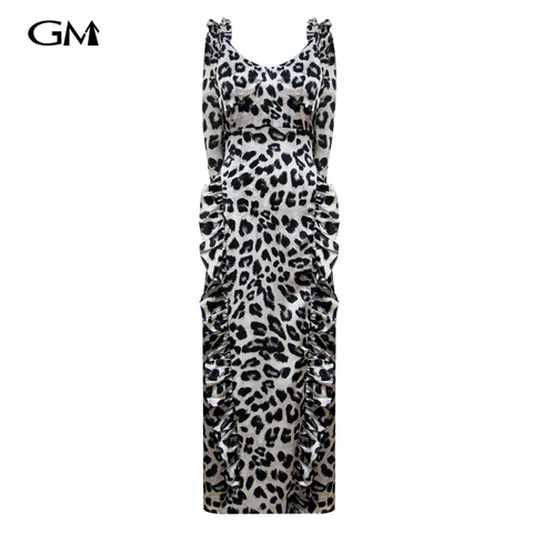 Fashionable leopard print slim fit dress