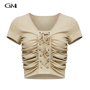 Fashionable new pleated short top