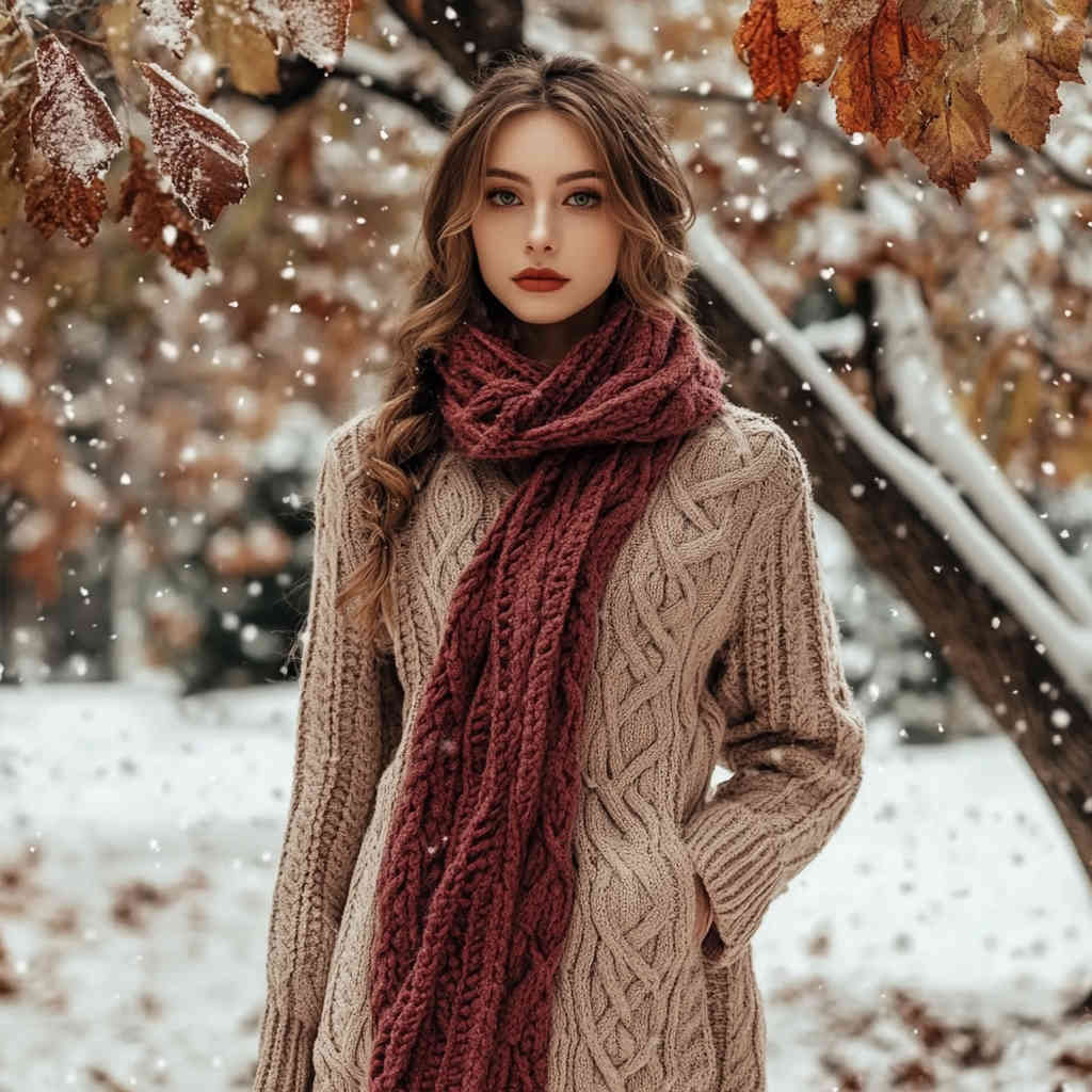 Warm Knitted Dress in Winter