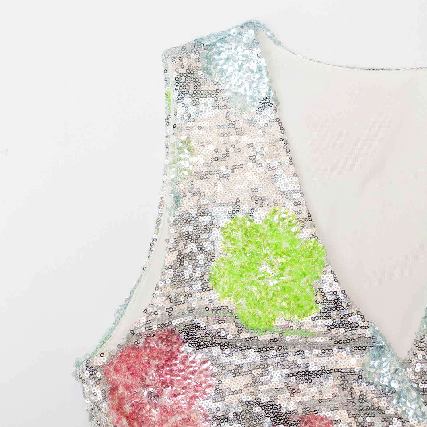 New V-neck sequined patchwork long dress