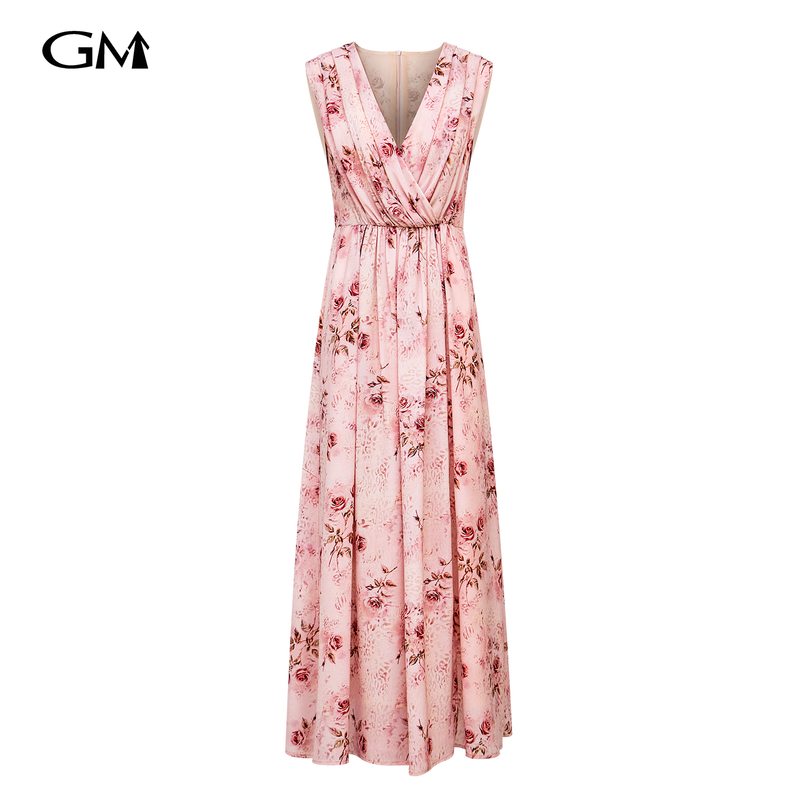 New printed V-neck sleeveless dress