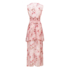 New pink printed V-neck sleeveless dress