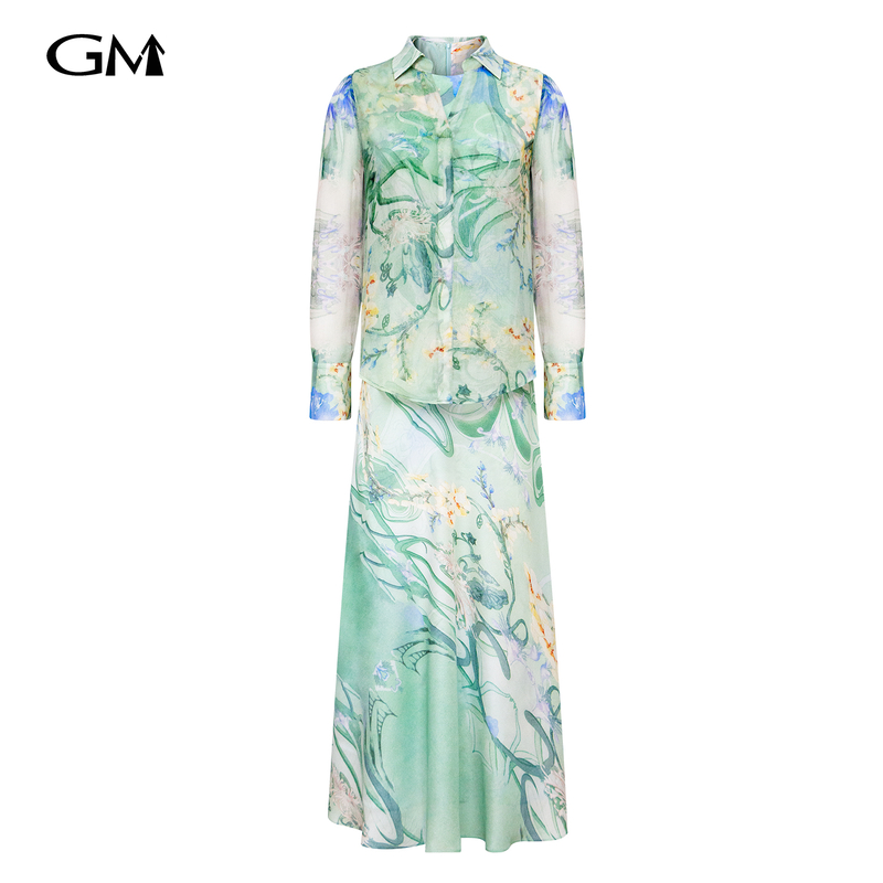 New exquisite printed two-piece dress set