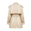 Fashionable and versatile khaki collar mid length trench coat