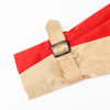New khaki patchwork red V-neck mid length windbreaker jacket