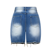 New denim shorts with torn fabric