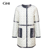 New snake pattern splicing medium long thin cotton jacket