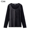 Fashionable women's black patchwork top